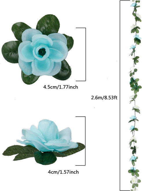 Miracliy 5Pcs 41FT Blue and White Flower Garland Artificial Rose Arch Vines Fake Spring Floral Garland for Flower Wall Backdrop Wedding Mothers Da...