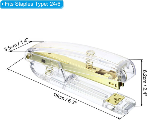 PATIKIL Acrylic Stapler, Portable Stylish Manual Effortless Desktop Accessories Stapler for Classroom Home Office Desk, Gold...