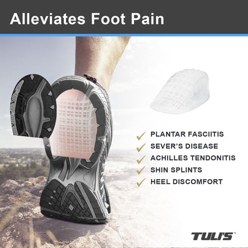 Tuli's Heavy Duty Gel Heel Cups, Cushion Insert for Shock Absorption, Plantar Fasciitis, Sever’s Disease and Heel Pain Relief, Made in USA, Regula...