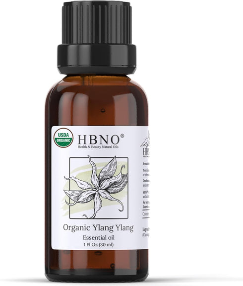 HBNO Organic Ylang ylang Essential Oil - 1 oz (30ml) - USDA Certified Organic Ylang ylang Essential Oil for Aromatherapy, Soap Making, DIY, Diffus...