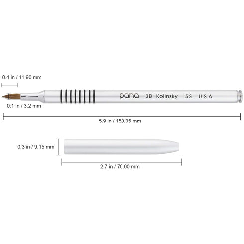 PANA 3D Kolinsky Acrylic Nail Art Sculpture Brush with Silver Metal Non-Slip Grip Handle for Manicures 3D Nail Art Flower Designs (Size #5)...