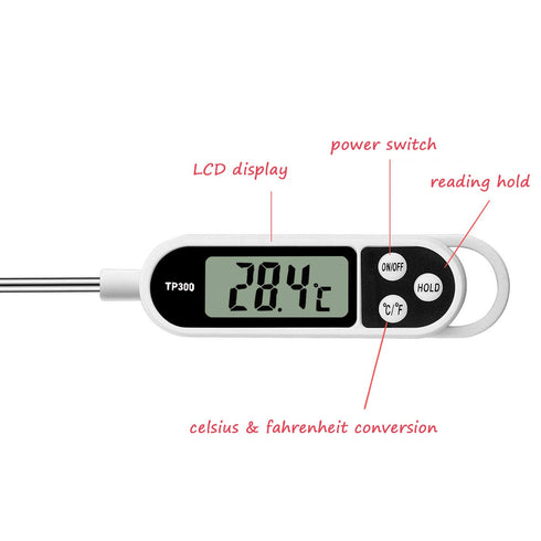 Digital Meat Food Thermometer for Cooking Kitchen BBQ, Probe Instant Read Thermometer with Long Probe for Candy Candle Milk Yogurt Deep Fry Roast ...