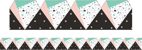 Eureka White, Black, Pink, and Green Confetti Pattern Extra Wide Bulletin Board Trim and Classroom Decoration Strips, 12pcs, 3.25'' x 37''...