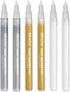 White Paint Pen, 0.7mm Acrylic 2 White, 2 Gold, 2 Silver Permanent Marker Pens for Wood Rock Plastic Leather Glass Stone Metal Canvas Ceramic Mark...