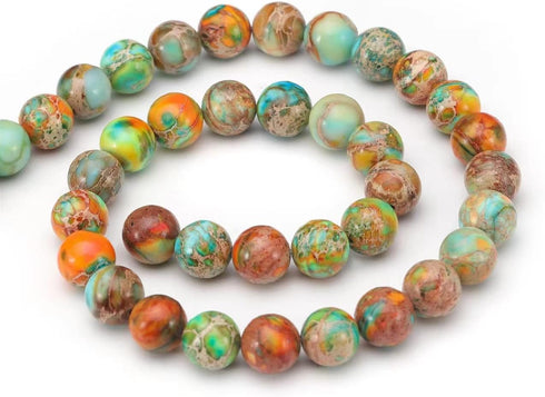 Natural Gemstone Beads for Jewelry Making,8mm Orange Imperial Jasper Polished Round Smooth Stone Beads,Genuine Real Stone Beads for Bracelet Neckl...