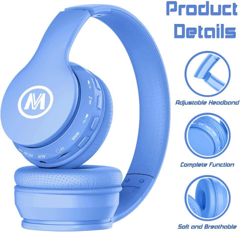 Headphones Bluetooth Wireless/Wired Kids Volume Limited 85 /110dB Over Ear Foldable Protection Headset with AUX 3.5mm Mic for Boys Girls School Pa...