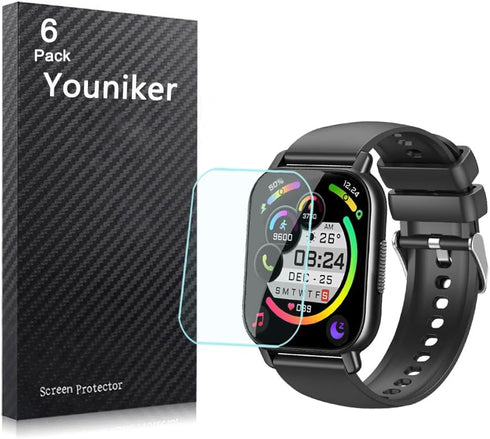 6 Pack Compatible with aycy Y6 1.85” Smart Watch Screen Protector Film for Hoxe Y6 1.85 Inch Smartwatch Screen Protectors Foils Screen Cover Cryst...