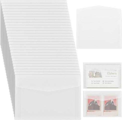 100Pcs Transparent Envelopes, 3.9 x 2.7 Inches Envelopes for Seeds Coin Collecting Lottery Ticket Stamp Card Mini Window Envelopes for Love Letter...