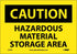 NMC C310P OSHA Sign, Legend "CAUTION - HAZARDOUS MATERIAL STORAGE AREA", 10" Length x 7" Height, Pressure Sensitive Vinyl, Black on Yellow...