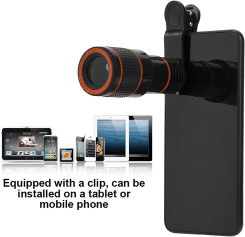 Macro Lens for Phone Telephoto Lens, 12x Cell Phone Camera Len Professional Universal Telephoto Lens, Universal Telephoto Lens Telescopic Focusing...