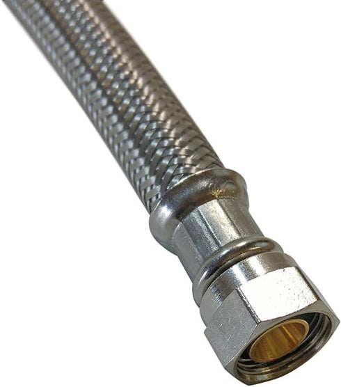 Eastman 20" Supply Line Steel Flex Long Faucet Connectors (2) Pack (1/2" FIP x 3/8" Comp)...