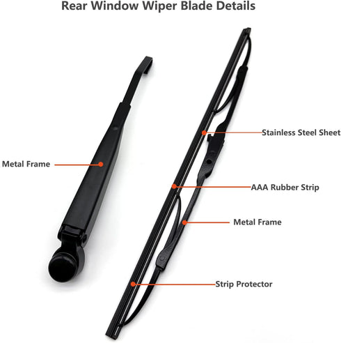 Rear Wiper Arm & Wiper Blade Replacement for Dodge Grand Caravan 2008-2016 / Chrysler Town & Country 2008-2016, Rear Windshield Wiper Arm & Wiper ...