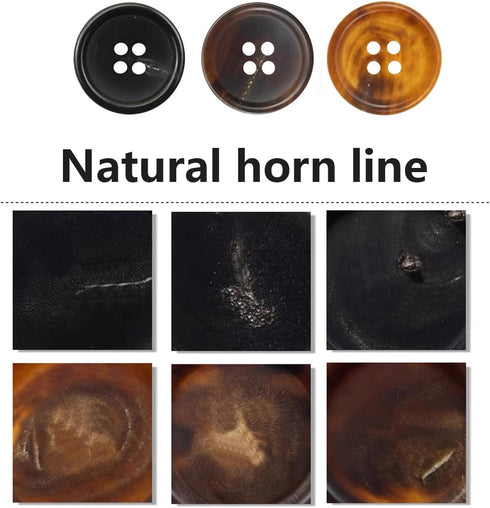 10 Pieces Large 28MM 1.1 Inch Natural Real Buffalo Horn Buttons for Men's Blazer, Peacoat, Coats, Jacket, Overcoat, Winter Coat, Uniform Genuine N...