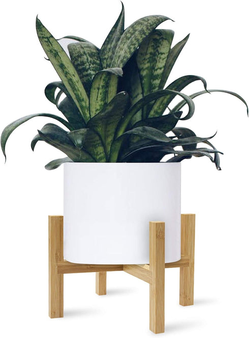 Bamboo Plant Stand, Flower Potted Holder, up to 8 Inch Pot - Nature, Mid Century Modern (Pot Not Included)...