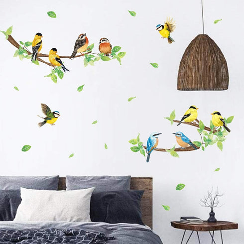Robin Birds Wall Stickers Tree Branch Wall Decals Nursery Wall Art Decor for Kids Bedroom Living Room...
