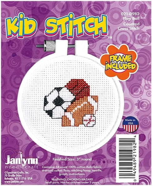 Janlynn Play Ball Mini Counted Cross Stitch Kit...
