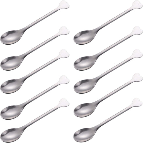 Mini Dessert Spoons Set of 10, Stainless Steel Demitasse Spoons Mini Espresso Coffee Spoons, Small Spoons for Dessert, Tea, Appetizer - Heart-shap...