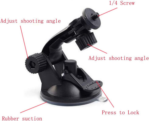Action Camera Car Suction Cup Mount+ Tripod Adapter for GOPRO Hero 6/5/5 Session/4 Session/4/3+/3/2/1, and Other Action Camera...