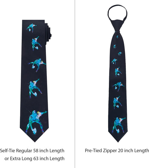 Jacob Alexander Men's Football Action Watercolor Art Extra Long Neck Tie - Black...