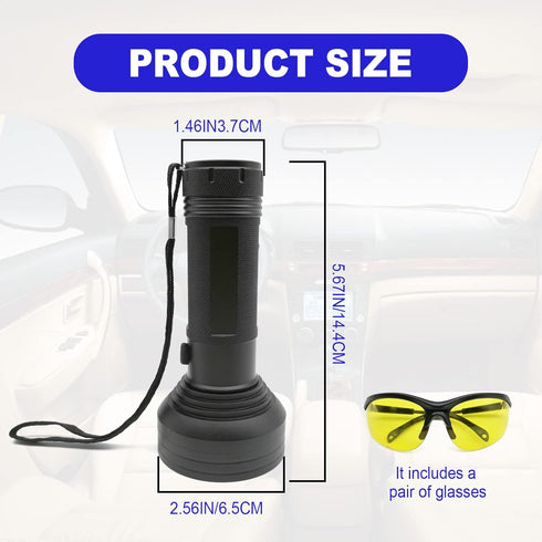 AC UV Oil Dye Leak Detection Kit Includes Pro 68 LED Flashlight with UV Protective Glasses, Auto Air Conditioner Leak Detector Tool Flashlight Car...