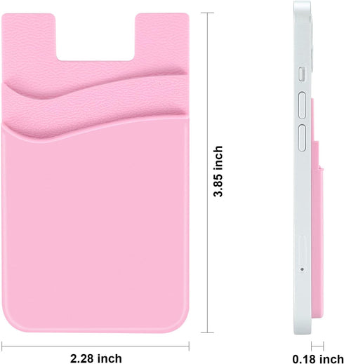 2Pack Phone Wallet,Silicone Credit Card Holder Stick on Double Pocket for Back of Cell Phone case-Sky Blue,Pink......