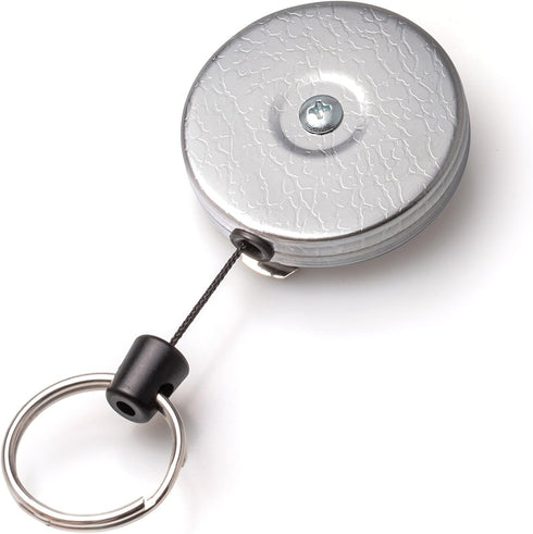 KEY-BAK Original Retractable Key Holder with a Chrome Front, Steel Belt Clip, and a Split Ring...
