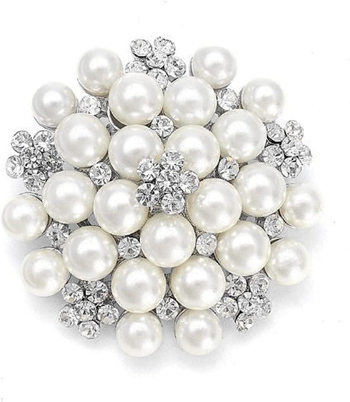 Fashion Elegant Pearl Crystal Snowflake Brooch Pin for Women Girls Wedding Soiree Party Jewelry...