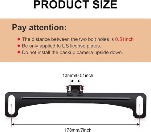 B-Qtech Universal Car Rear View Camera License Plate Bracket Reverse Rear Camera Mount Dash Cam Mirror Backup Camera Kit...