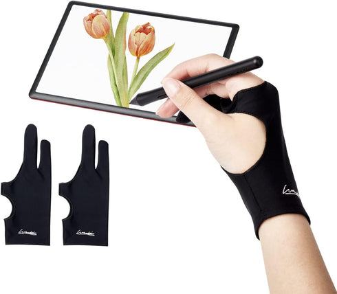 Digital Drawing Glove 2 Pack,Artist Glove for Drawing Tablet,ipad,Sketching,Art Glove with Two Finger for Right Hand and Left Hand ?Smudge Guard, ...