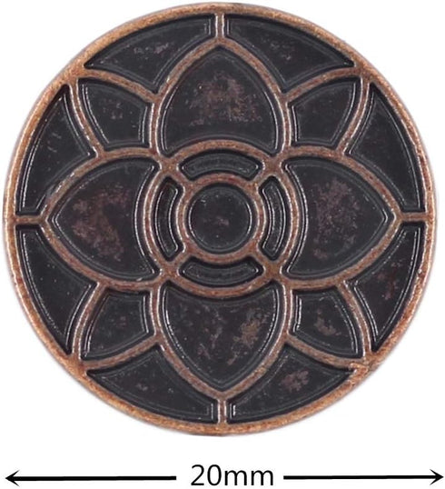 Bezelry 12 Pieces Lotus Blossom Metal Shank Buttons. 20mm (3/4 inch) (Dark Copper)...