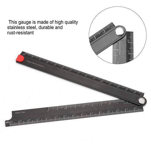 Folding Ruler, Aluminum Alloy Ruler 0-300mm Measurement Range Simple Angle Measurement Ruler 90°Folding Metal Stationery Ruler for Artists, Constr...