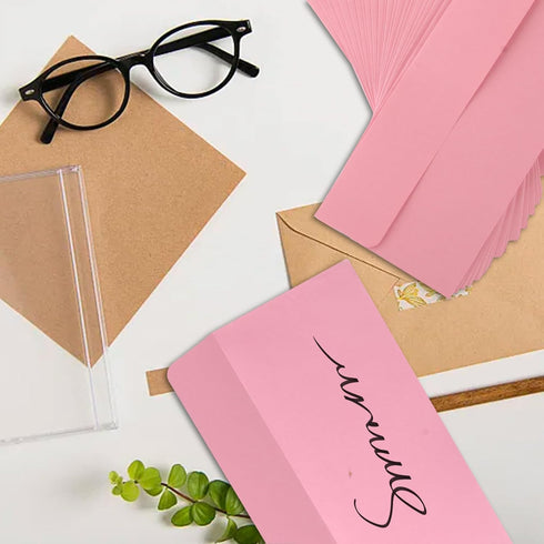 50 Packs 5x7 Envelopes,Pink A7 Envelopes,5x7 Envelopes for Invitations,Envelopes Self Seal for Weddings,Greeting Cards, Mailing, Invitations, Phot...
