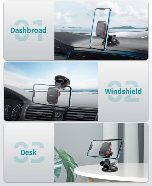 APPS2Car Magnetic Car Phone Mount with Adjustable Arm & 6 Strong Magnets Universal Dashboard Windshield Cell Phone Holder Compatible with iPhone 1...