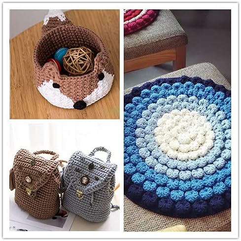3 Skein M-S Thick Knitting Yarn, Elastic Fabric Cloth T Shirt Yarn, Spaghetti Yarn for Hand DIY Bag Blanket Cushion Crocheting Projects, 3.3 Oz × ...