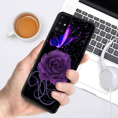 ZHEGAILIAN Case Compatible with Samsung Galaxy A03S 4G Case,Starry Purple Rose Butterfly Galaxy A03S 4G Cases for Girls,[Non-Slip Shock Absorption...