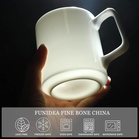 Fine Bone Ceramic Coffee Mugs Set of 2 with Handles for Hot Beverages Coffee Cappuccino Latte Cocoa Tea Perfect for Home (15oz)...