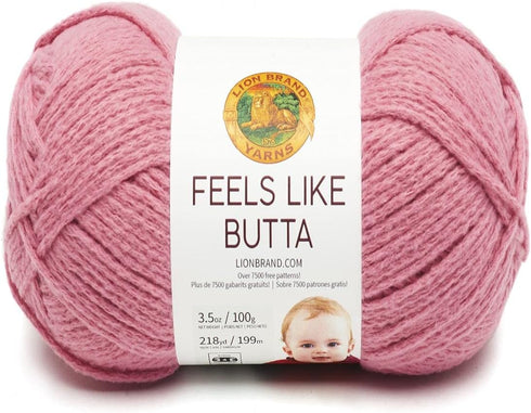 Lion Brand Yarn Feels Like Butta Yarn, Velvety-Soft Yarn for Crocheting and Knitting, 1 Pack, Dusty Pink...