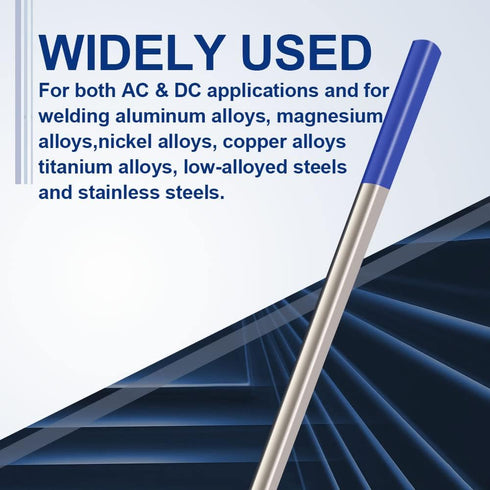 TIG Welding Tungsten Electrodes 2% Lanthanated 0.040" x 7" 10-Pack (Blue, WL20)...
