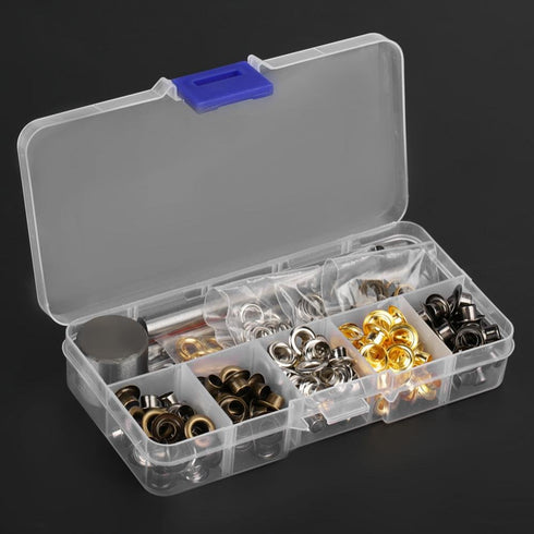 Eyelet Grommet Set for Leather Craft Clothes Sewing Accessories with Setting Tools and Storage Box for Fabric Tarps Curtains(5mmx220pcs)...