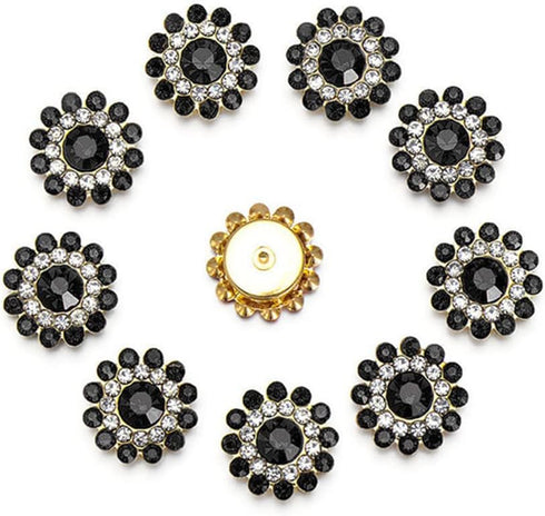 10PCS 14mm Sunflower-Shaped Rhinestone Claw Up Buttons Crystal Glass Stone Button for Clothes Decoration Sewing Buttons Apparel DIY Accessories (B...