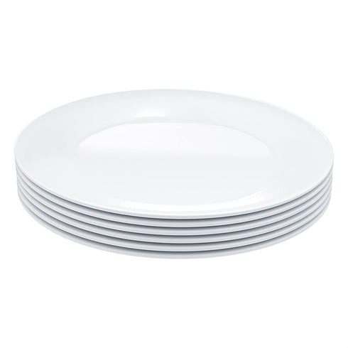 Amazon Basics Melamine (Plastic) Plate, 6 Piece Set, 10.5 in, White (Previously AmazonCommercial brand)...