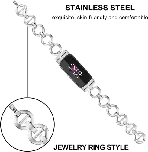 TRUMiRR Band for Fitbit Luxe Women, Stainless Steel Band Jewelry Strap for Fitbit Luxe Fitness Tracker...