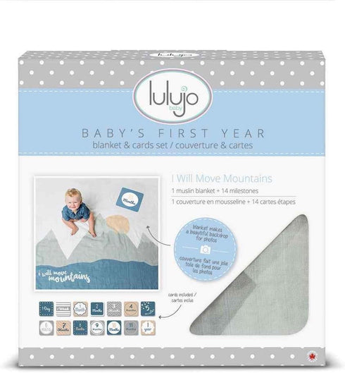 lulujo Baby’s First Year Milestone Blanket and Card Set | 40in x 40in (I Will Move Mountains)...