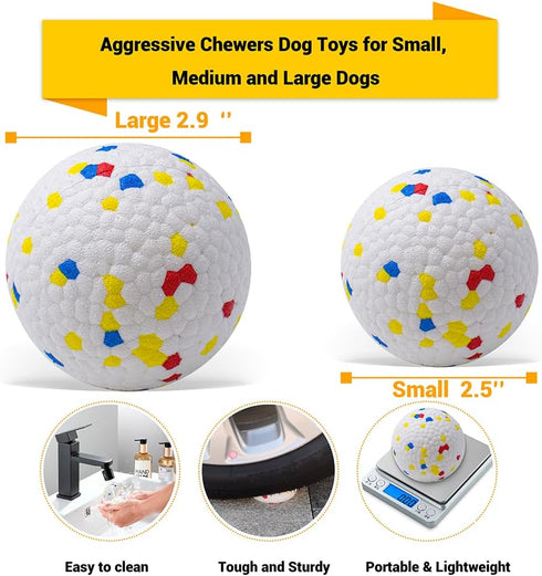 Dog Balls Toys for Aggressive Chewers, Indestructible Bouncy Floating Balls for Dogs to Fetch, Durable Solid Rubber Ball for Training (2 PCS)...