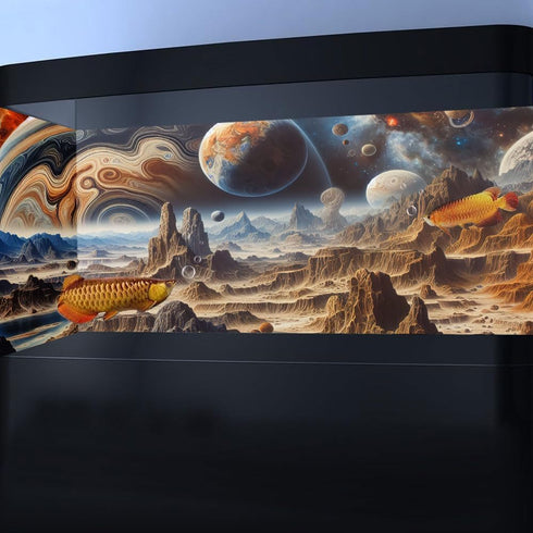 24X16IN Cosmic Spaceterrarium Background, Cool Parallel Space Themed Aquarium Reptile Habitat Background, Aquarium Background with 10EVA Double-Si...