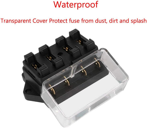 ESUPPORT Car Truck 4 Way Circuit Standard ATO Blade Fuse Box Block Holder 12V 24V...