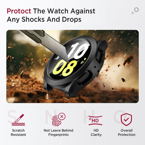 Miimall Waterproof Case for Samsung Galaxy Watch 6 40mm, Hard PC Bumper Cover with Tempered Glass Screen Protector for Galaxy Watch 6, Full Covera...