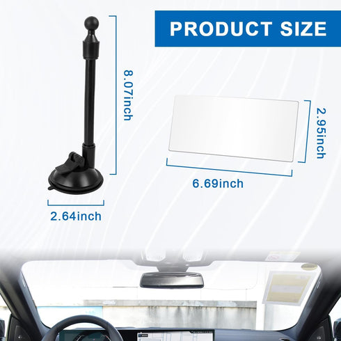 Blind Spot Adjustable Car Mirror, 3.35'' Round Blind Spot Mirror, Rear View Mirror With Adjustable Suction Cup, Long Arm HD Wide Angle Mirror, Uni...