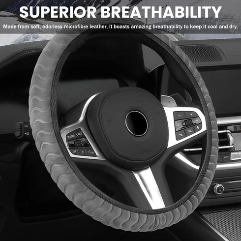 15 Inch Car Steering Wheel Cover, Winter Warm Plush Fluffy Non-Slip Automotive Steering Wheel Protector for Man Woman, Vehicle Interior Accessorie...
