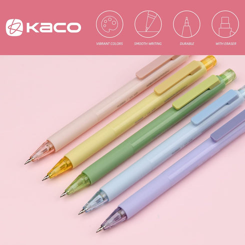 Kaco Mechanical Pencil Set, 5 Pieces Cute Pastel Pencils 0.5mm with 5 Tube HB Lead Refills (5 Pieces - 5 Mixed Color)...